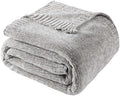 Chenille Throw Blanket for Couch Sofa, Light Grey Throw Blanket