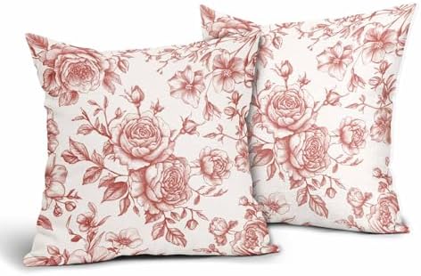 Coral Orange Floral Throw Pillow Covers Summer Cushion Case