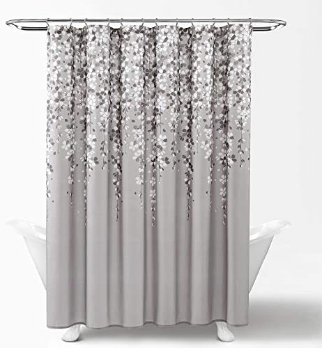 Lush Decor Weeping Flower Shower Curtain 72"W x 72"L Gray - Fabric