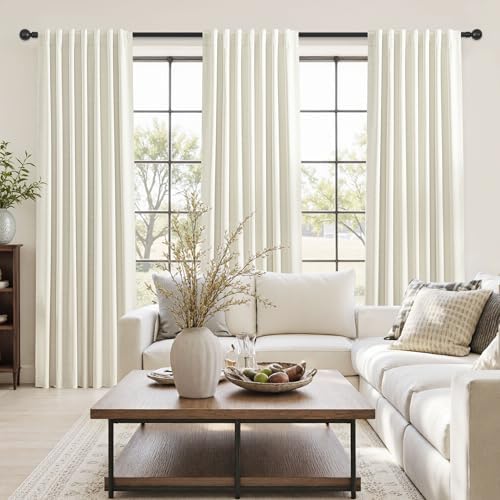 UHITECH Linen Blackout Curtains 72 Inch Long 2 Panels Set Back Tab