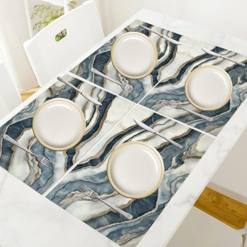Cotton Linen Placemats - Wave Texture - Pack of 8 Grey Heat Resistant