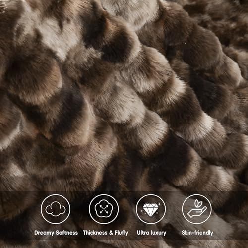PHF Warm Faux Fur Twin Blanket, Ultra Soft Cozy, 60"x80", Tie Dye