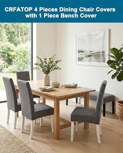CRFATOP Dining Room Chair Slipcovers Set of 4 with Bench Chair