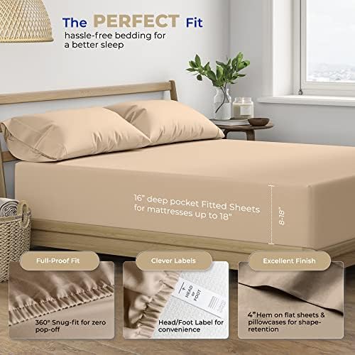 THREAD SPREAD Egyptian Cotton Sheets Full Size Bed - Luxury 400 Thread