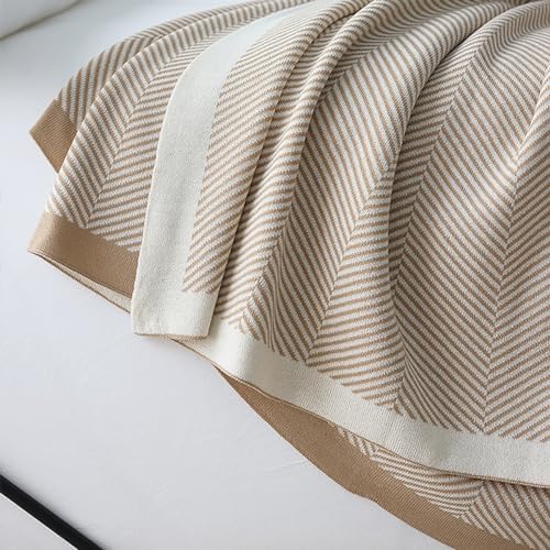 Striped Knitted Throw Blanket, Acrylic Super Soft Warm Blanket for