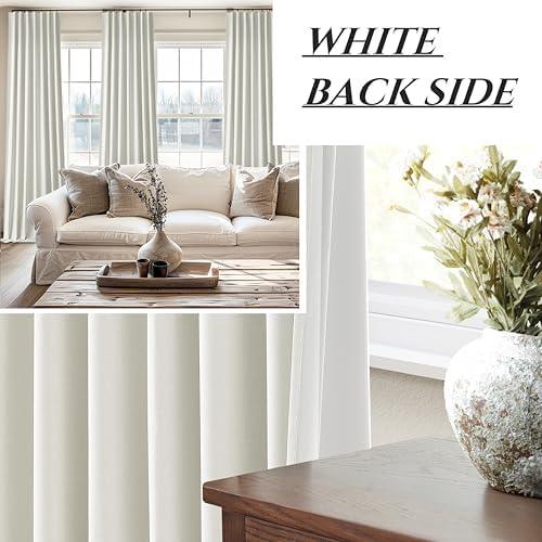 Beige White Room Darkening Curtains 72 Inches Long 2 Panels Burg
