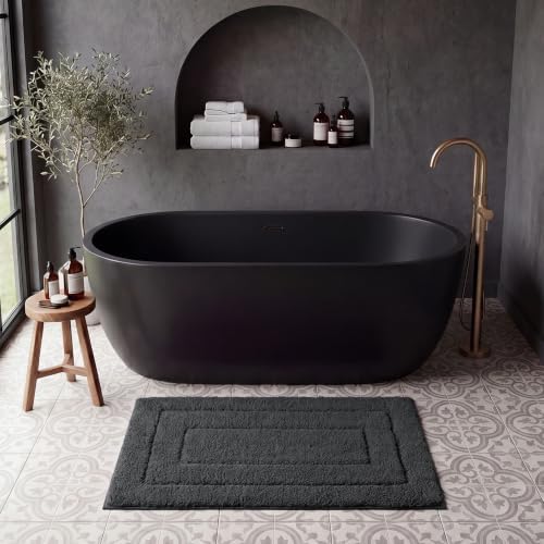 GRANNY SAYS Charcoal Gray Bathroom Rug 20" x 32", Non-Slip Bath Mat