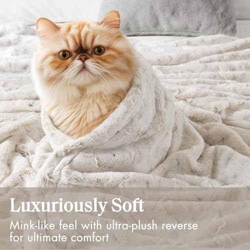 Madison Park Zuri Reversible Faux Fur Bed Blanket, 108 x 90, Snow