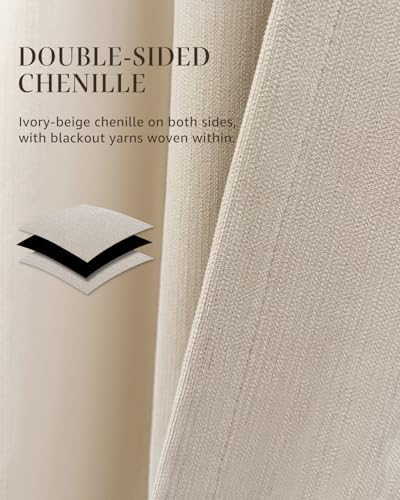 jinchan Beige Blackout Curtains 108 Inch Farmhouse Rod Pocket 2 Panels