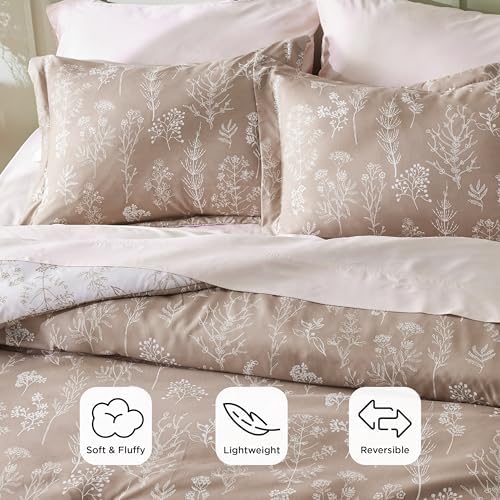 Bedsure Floral Comforter Set Cute Bedding Set Queen Reversible Light