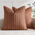 DEZENE 18x18 Rust Red Throw Pillow Covers Pack of 2 Soft Striped