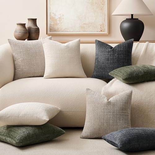 ZeeMart Fine-Textured Throw Pillow Covers Set of 2, 22x22 Inch Olive