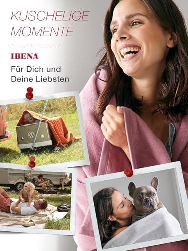 IBENA Plush Solid Color Cotton Blend Queen Bed Blanket Porto - Cream