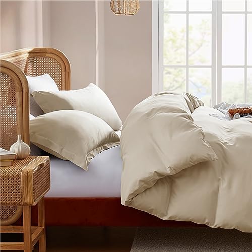 Nestl Queen Duvet Cover Set with Comforter Insert - Beige Cream