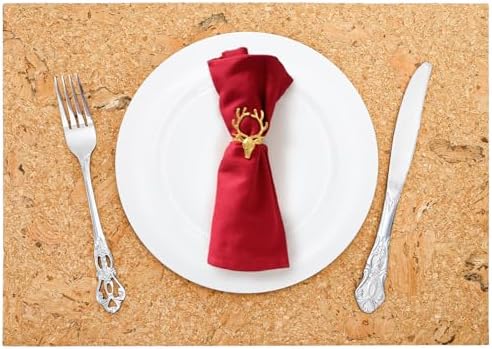 Fasmov 6 Pieces Cork Placemats, 17 x 12 Inch Heat Resistant Dining