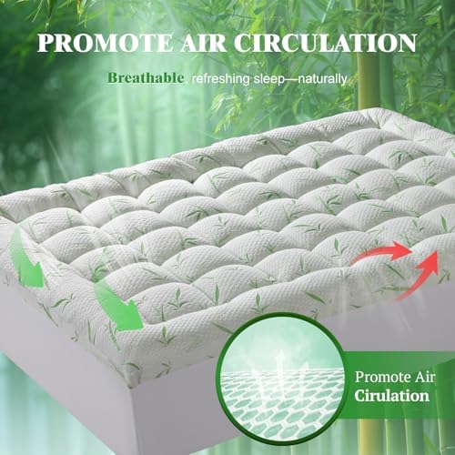3 Inch Mattress Topper Queen - Viscose Made from Bambu,Cooling Soft