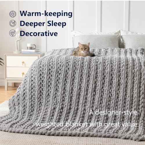 Maetoow Handmade 20 lb Soft Knitted Weighted Blanket, 60 x 80 in