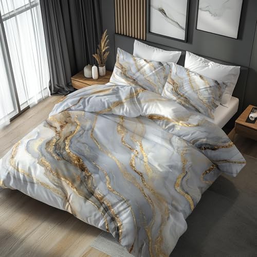 Abstract Duvet Cover Queen Size, Modern Marble Pattern Bedding Set