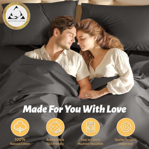 Shilucheng 100% Egyptian Long-Staple Cotton King Size Sheets 4 Piece