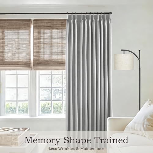Pinch Pleated Room Darkening Linen Curtains, 84W x 108L, 1 Panel