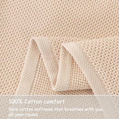 100% Cotton Throw Blanket Honeycomb Weave Gauze Knit, Desert Sand