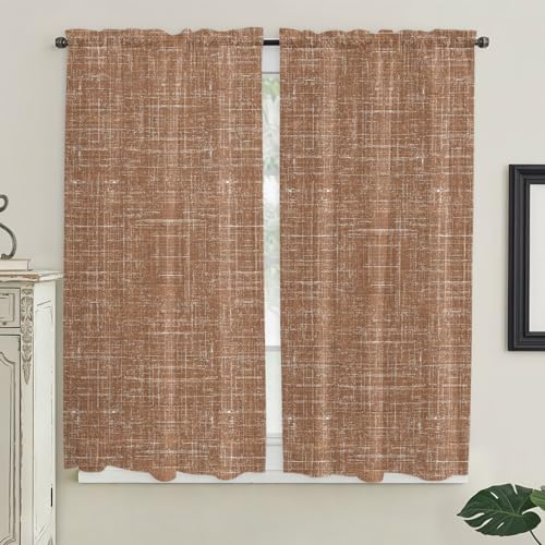 Window Curtains 72 Inch Length, Brown Rod Pocket Window Treatment