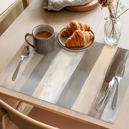 Placemats Set of 8, Brown Grey Woven Placemat, Linen Place Mats for