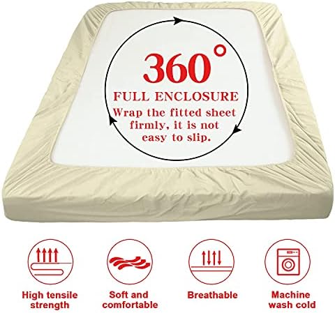 NTBAY Queen Microfiber Fitted Sheet, 15 Inch Pocket, Light Taupe