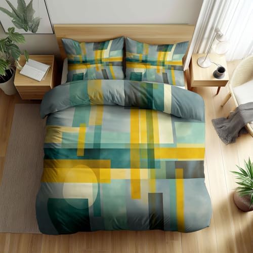 Full Duvet Cover Set Microfiber Gray Bedding Soft & Breathable, with
