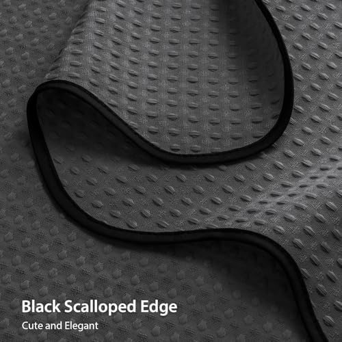 Dynamene Scalloped Shower Curtain, Waffle Fabric, 72x72, Charcoal Grey