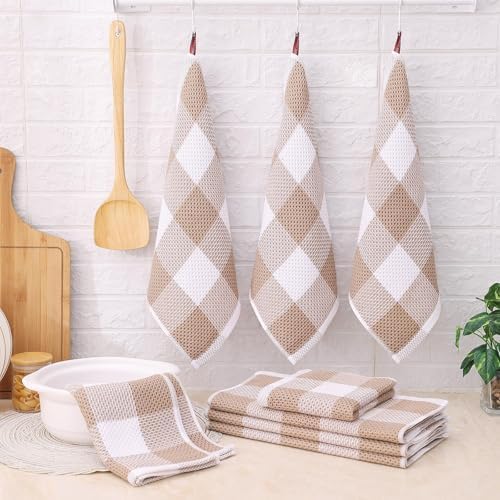 Homaxy 100% Cotton Kitchen Towels and Dishcloths Set of 10, White &