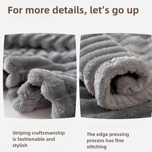 Reversible Faux Rabbit Fur Throw Blanket, Soft Warm Decorative Blanket