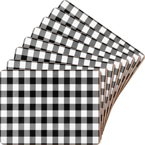 Plaid Cork Placemats Set of 8 Gingham Placemats 16 x 12'' for Kitchen