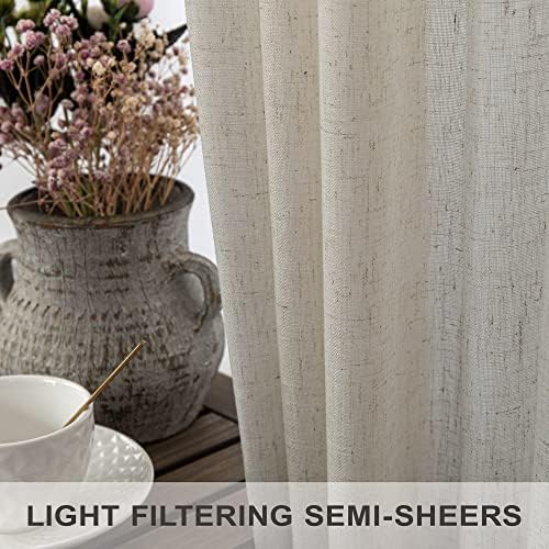 Beige Curtains 72 Inch Length for Living Room 2 Panels Set Back Tab