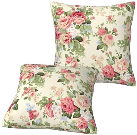 Vintage Cottagecore Roses Floral Throw Pillow Covers Set of 2