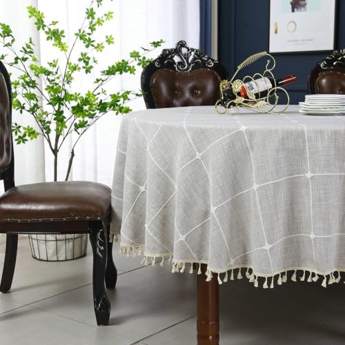 Beydodo Dining Room Table Cloth Round 70 inch, Linen Look with