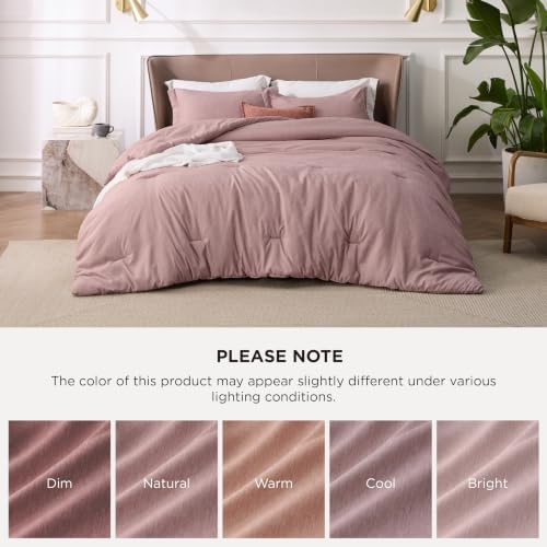 Bedsure Dusty Pink King Comforter Set, Cationic Dyed Fall Bed Set