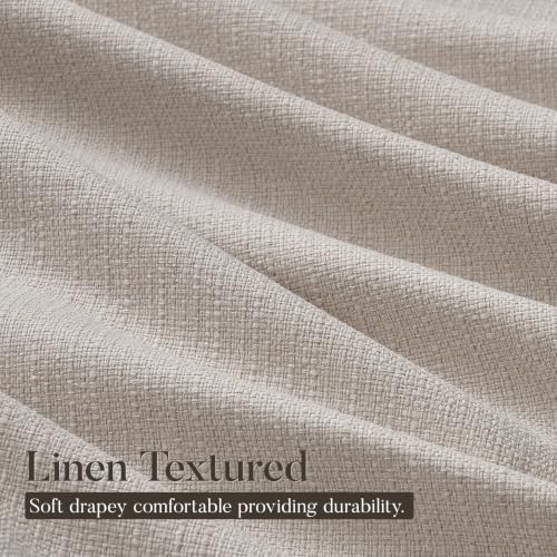 Blackout Cream Beige Linen Grommet Curtains 52x120 Inch Extra Long 2