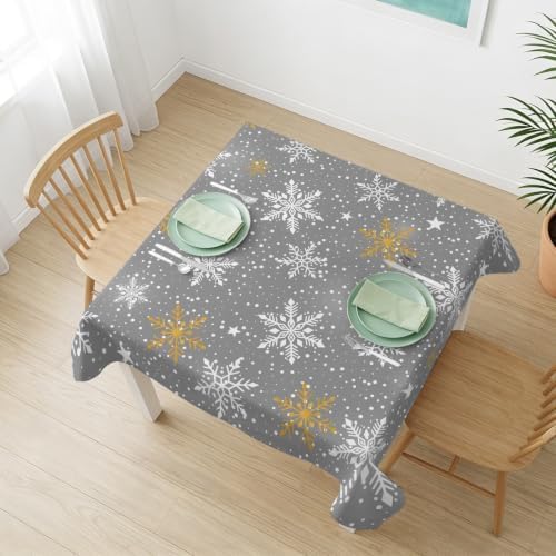 Gray Christmas Tablecloth Square Table Cloth 60x60, Waterproof