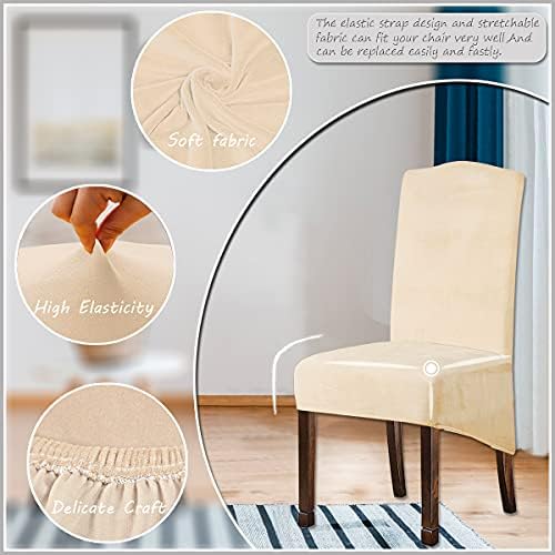 Velvet Plush XL Dining Chair Covers, Stretch Chaircover, Spandex High