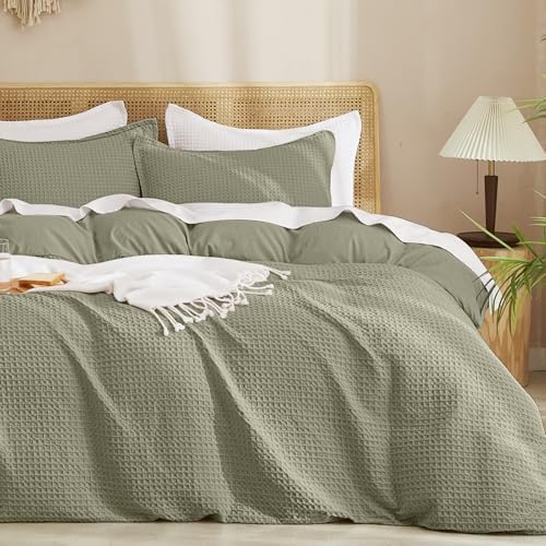 PHF Waffle Duvet Cover King, Ultra Soft & Breathable, 104"x90", Dusty