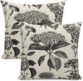Floral Pillow Covers 20x20 Set of 2 Vintage Black Hydrangea Herbs