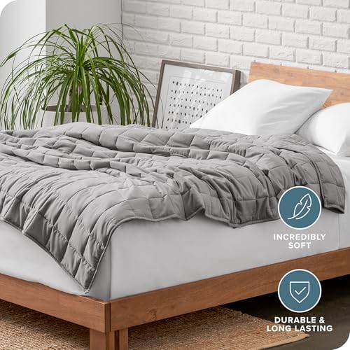 Bare Home Cotton Weighted Blanket (Light Grey, 48"x72" 15lbs)