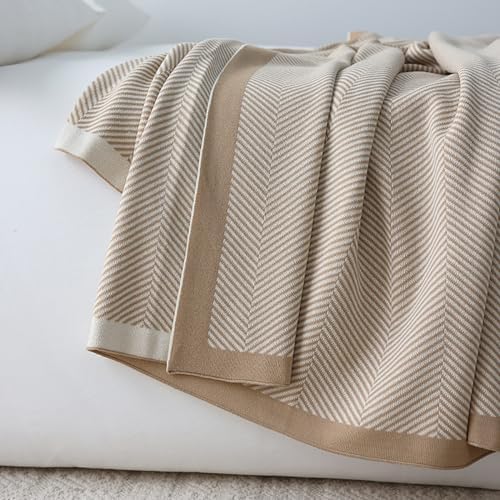 Striped Knitted Throw Blanket, Acrylic Super Soft Warm Blanket for