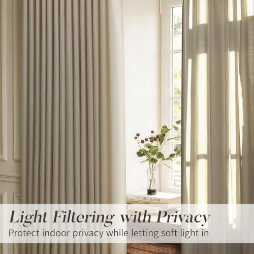 Pinch Pleated 84 Inches Long Linen Curtains for Living Room or