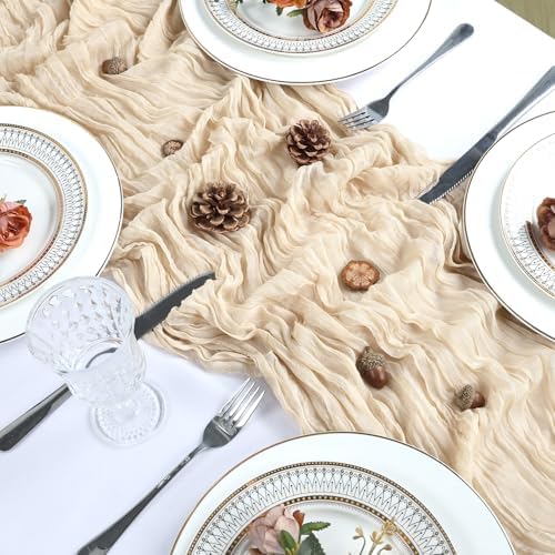 12 Pack 23 x 120 Inch Beige Table Runner 10Ft Cheesecloth