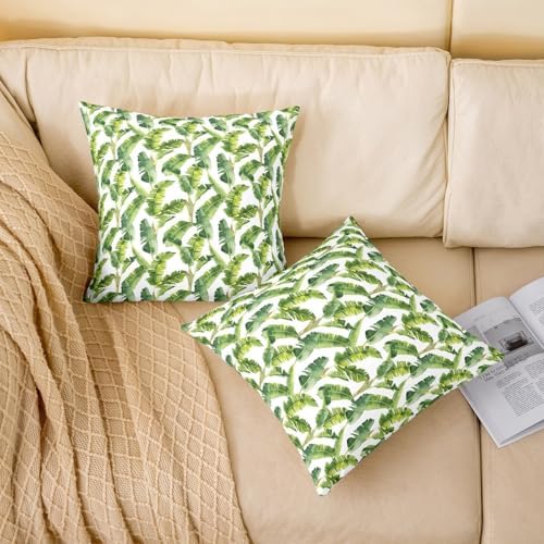 jejeloiu Palm Leaf Throw Pillow Covers Set of 2 22 x 22-Inch Kids Palm