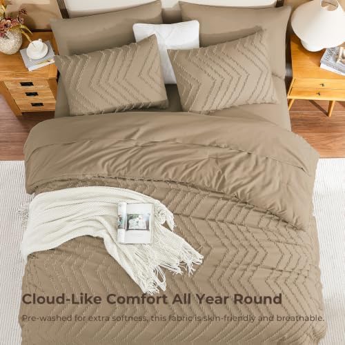 Litanika Taupe California King Comforter with Sheets, 7 Pieces Boho