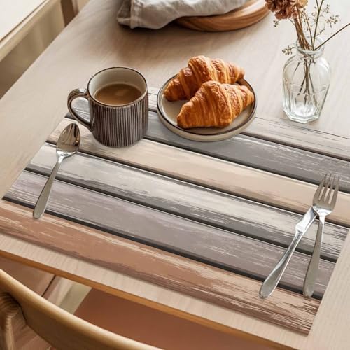 Placemats Set of 8, Brown Beige Stripes Woven Placemat, Linen Place