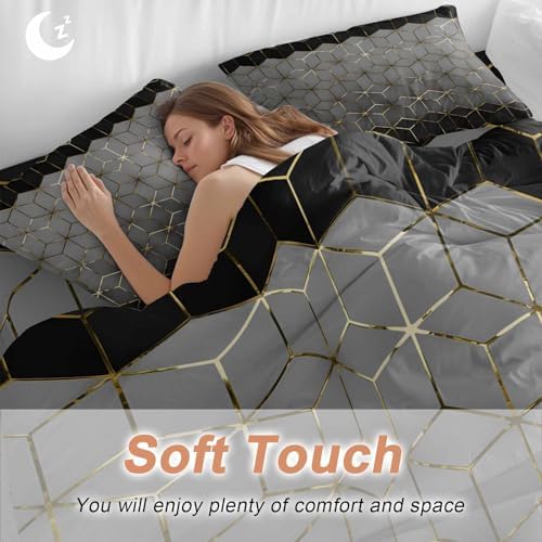 Ombre Gray Geometric Duvet Cover Set, Modern Abstract Art Soft Duvet